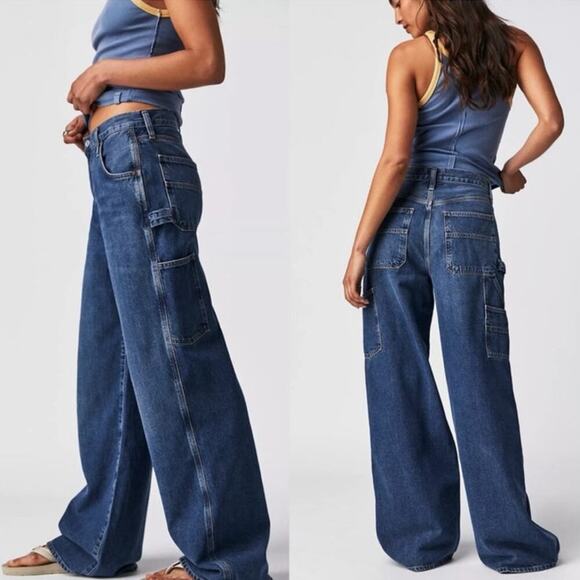 AGOLDE Magda Carpenter Jeans in Darkness Size 32 - Picture 2 of 8